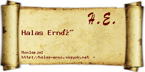 Halas Ernő névjegykártya